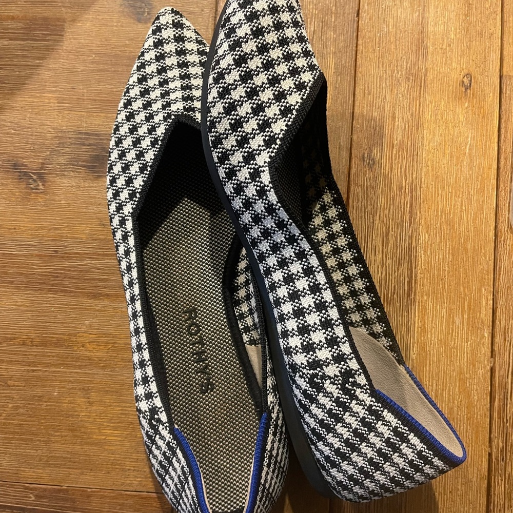 Rothy’s The Point Houndstooth Pointed Toe Flats Size 10.5